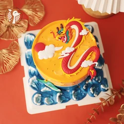 Chinese Style New Year's Party Dragon Year Cake Toppers Baby Kids Birthday Party Cake Topper for New Year Cake Decorations Gifts