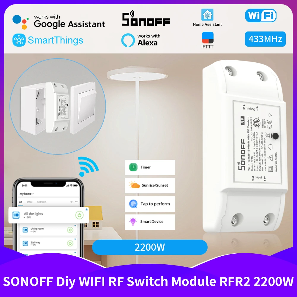 

New SONOFF RFR2 433MHz WiFi DIY Smart Switch Smart Home Automation Module Ewelink APP Remote Control Work With Alexa Google Home