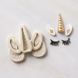 Cartoon Unicorn Horn Ears Silicone Mold DIY Cupcake Top Dessert Pastry Fondant Chocolate Birthday Cake Decorate Kitchen Baking