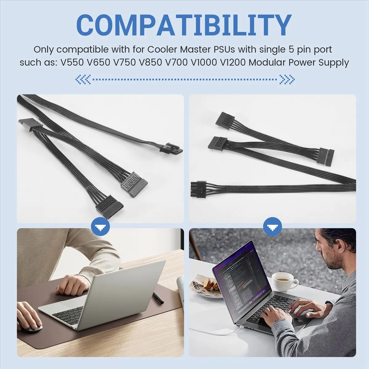 A003 5 Pin To 3 SATA Hard Drive HDD Power Cable Only for V550 V650 V750 V850 V1000 V1000 Modular Power Supply