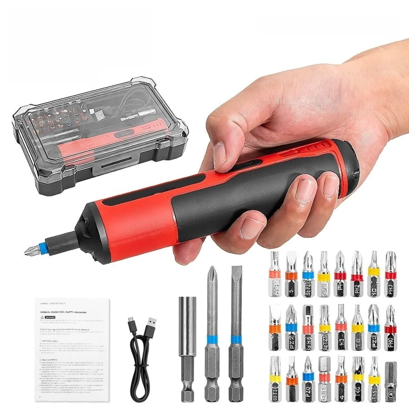 

Electric Screwdriver Set 4V Cordless USB 27 Bits Rechargeable Power Screwdriver Bit Set Household Disassembly Repair Tools