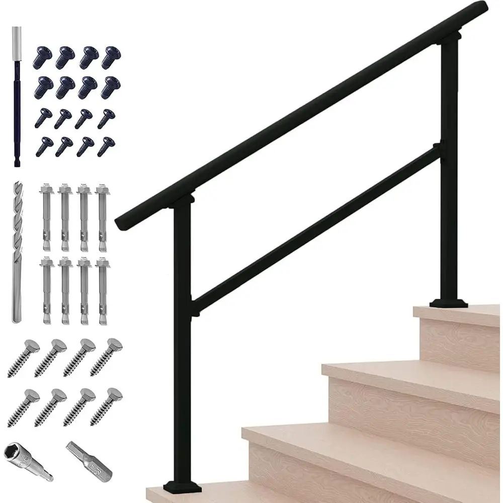 

Outdoor Steps 1-5 Suitable Wrought Iron Stair Railing - Step Steady 5 Foot Handrail for Indoor Home Banisters
