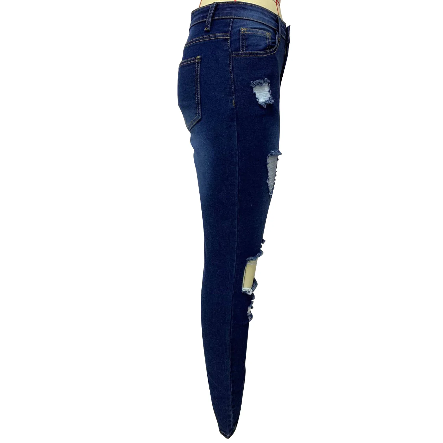 Pantalon en jean femme, maman jean pantalon Long trou taille haute pantalon droit Y2k Streetwear élégant épissure moulante Y2k Streetwear