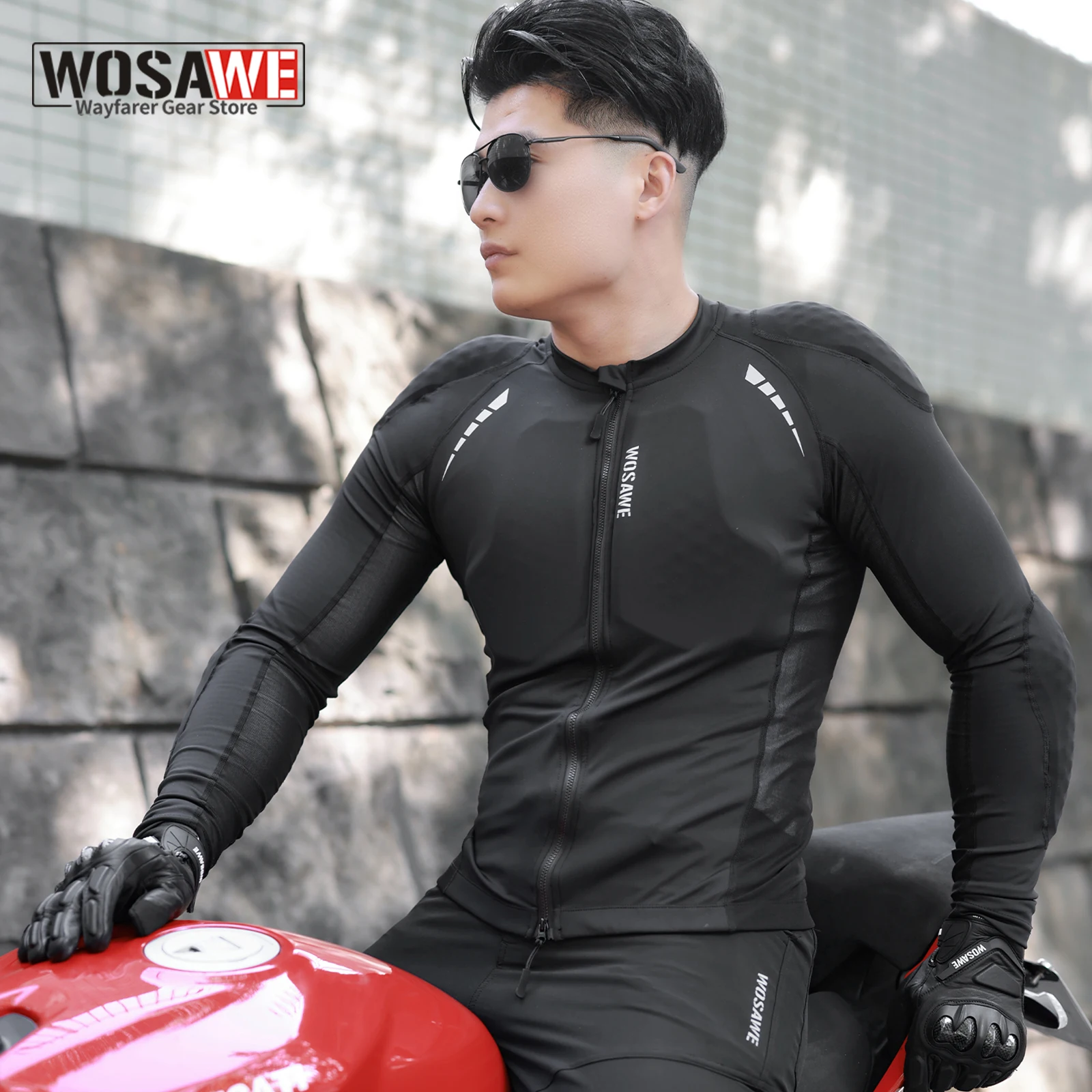 

WOSAWE Summer Motorcycle Jackets Full Body Armor Protection Motorbike Lightweight Soft Motocross Clothing Moto Biker Coat
