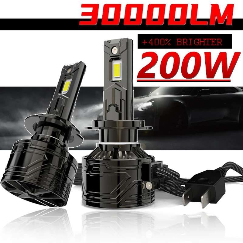 

2PCS 200W H7 LED Headlight Bulbs H1 H4 H7 H11 9005 9006 9012 6000K 30000LM Super Power Super Bright Fog Light Plug And Play 12V