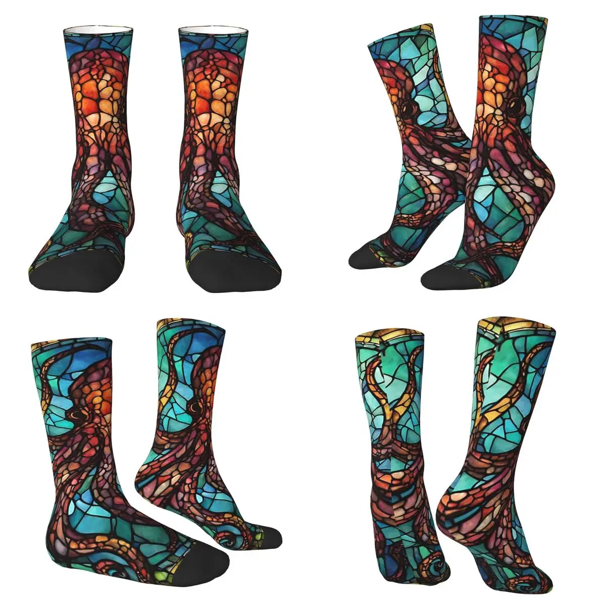 Animals, Octopus, Kraken Socks Harajuku Sweat Absorbing Stockings All Season Long Socks for Unisex Valentine's Day Gifts