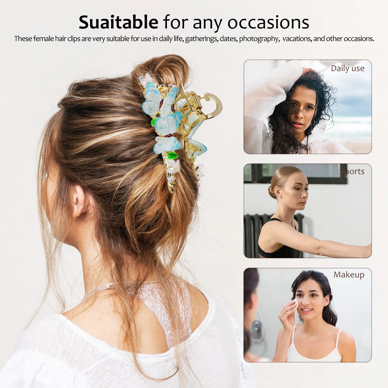 

6 Pcs Flower Metal Clips Decorative Claw Barrettes for Women Bridesmaids Daily Party Hold Hair Suitable Long Short Hair Styles