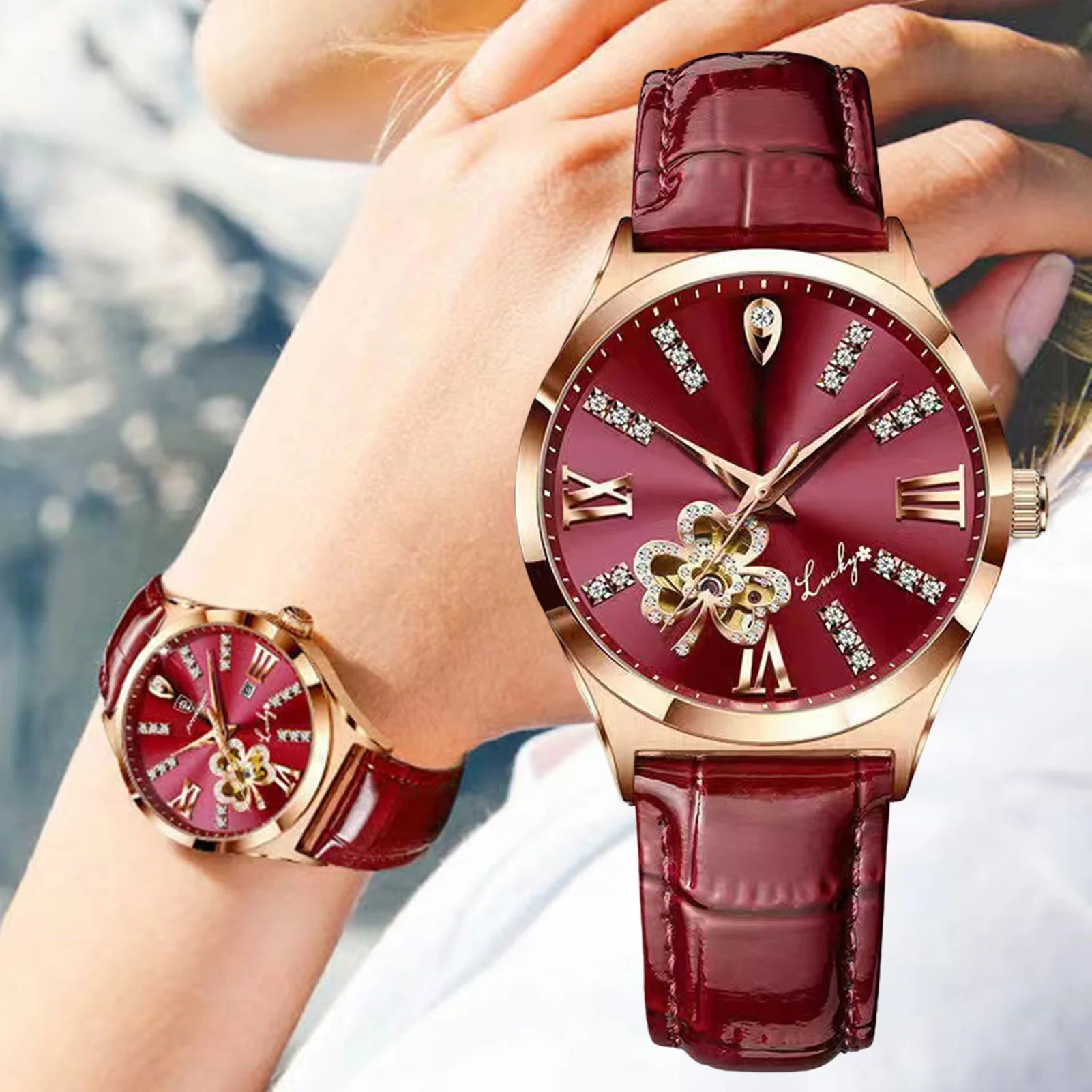 

Womens Crystal Diamond Watches 5ATM Waterproof Easy Read Three-Hand Analog Watches for Unisex Working and Office