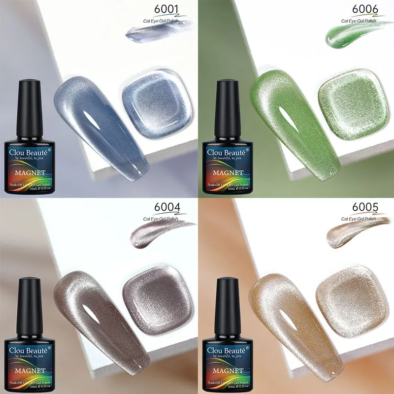 Clou Beaute Cat Eye Gel Polonês Laca LED UV Nail Art Matte Top Base Coat Vernizes Semi Permanentes Glitter Prata Reflexão