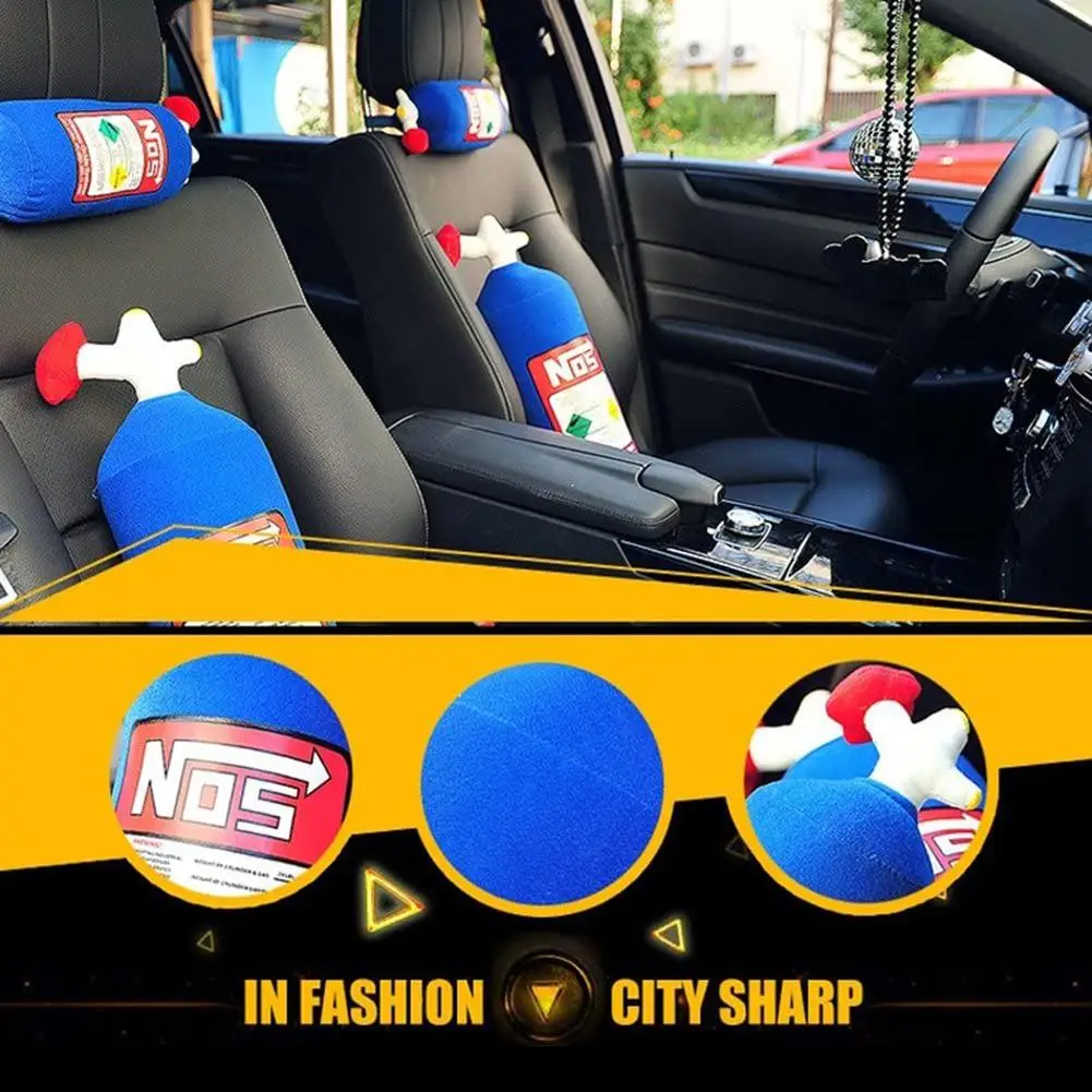 Car Neck Pillow Car Headrest Support for Driver Front Passenger Seat NOS Bottle Pillow Car Decor Headrest Cushion Plush Pillow