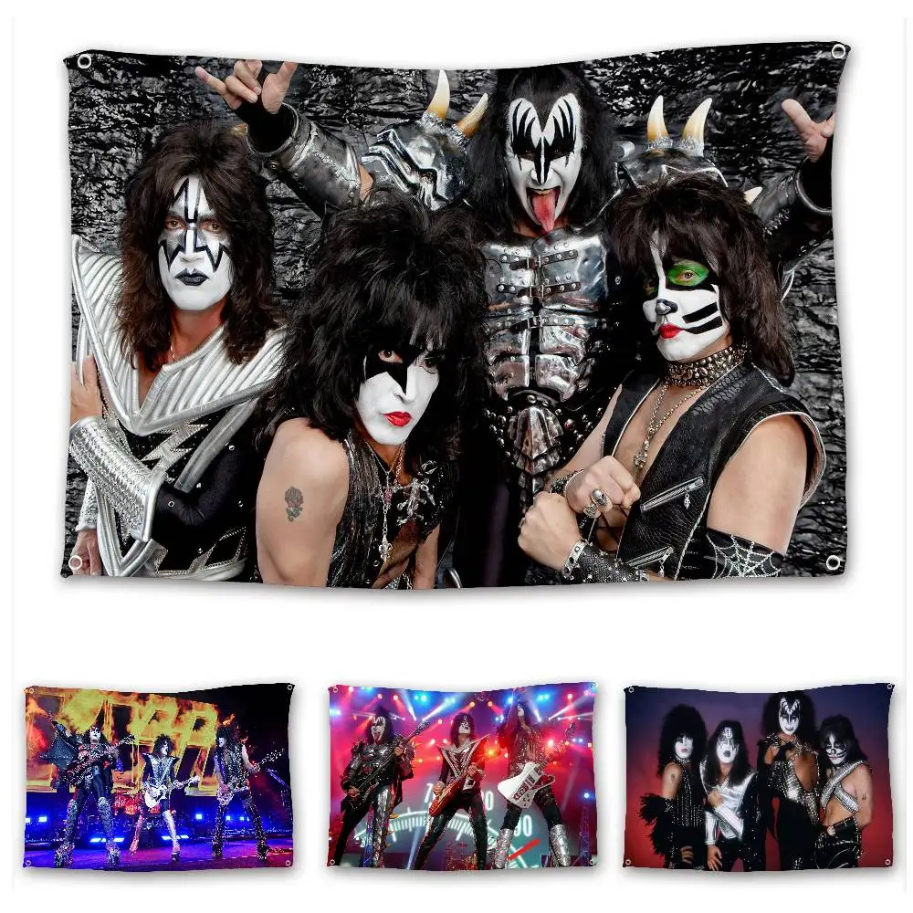 

Band R-Retro K-KISS Rock Flag Tapestry Banner For Bedroom Outdoor Living Room Restaurant Bar Wall Decor Party