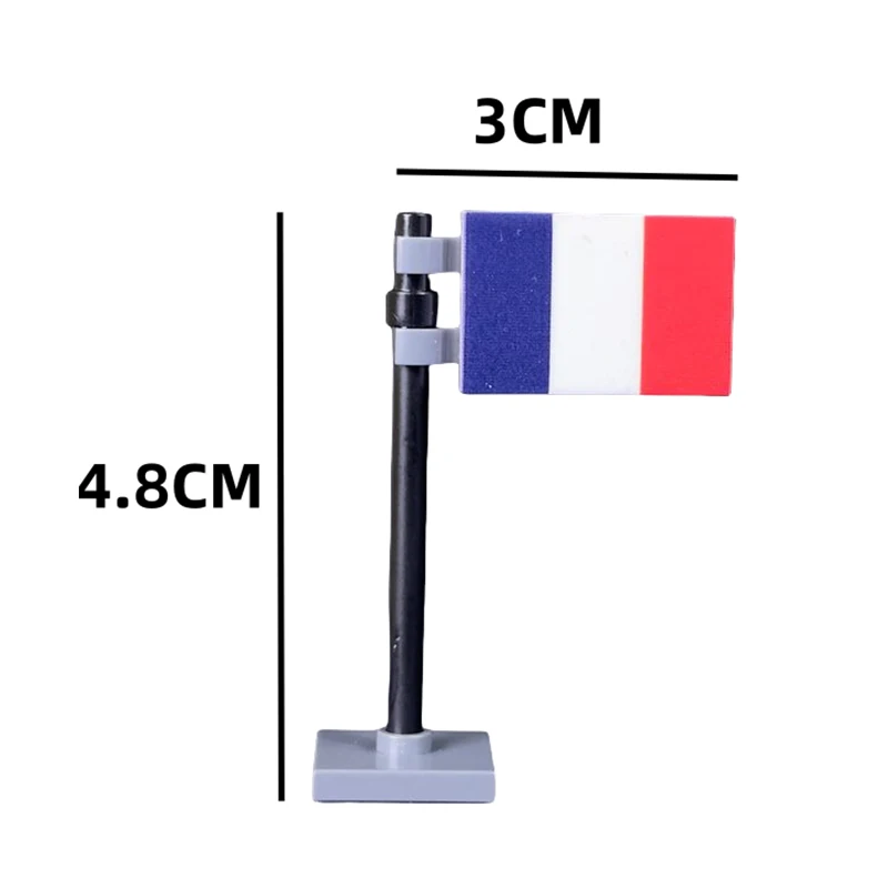 WW2 Military Warning Road Sign Building Blocks Army Soldier Figures campsite Accessory French National Tricolor Flag Mini Brick