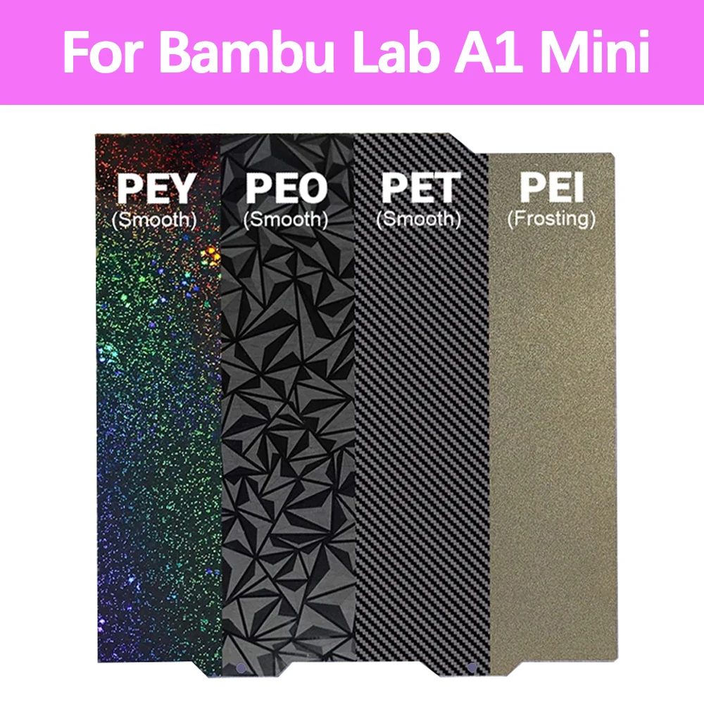 

184x184mm For Bambu Lab A1 Mini Build Plate PEO PET Smooth Textured Hotbed Spring Steel Sheet Pei Sheet for Bamboo 3D Printer