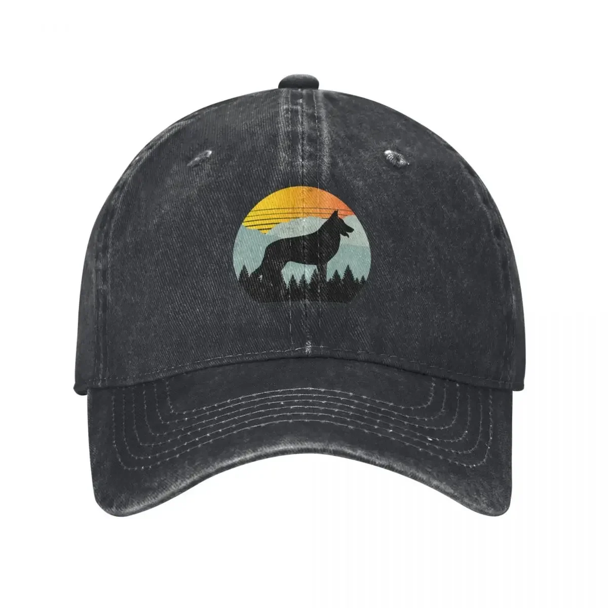 

Vintage Retro Sun German Shepherd Dog Gift Baseball Cap Hat men western Hat For Men Women's