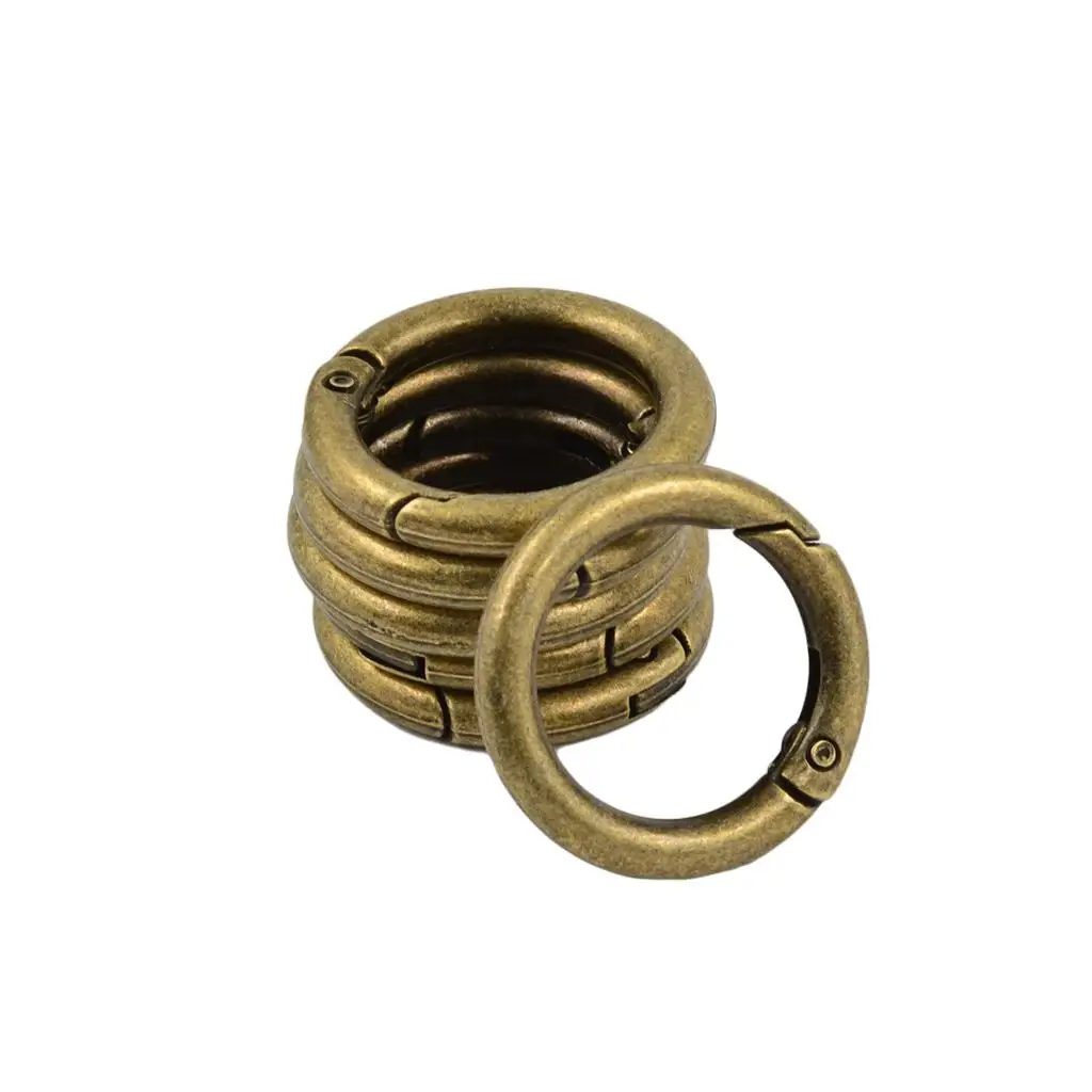 Zinc Alloy Round Spring Snap Hooks Craft Circle Rings Keychain Clasp for Decor and Beading