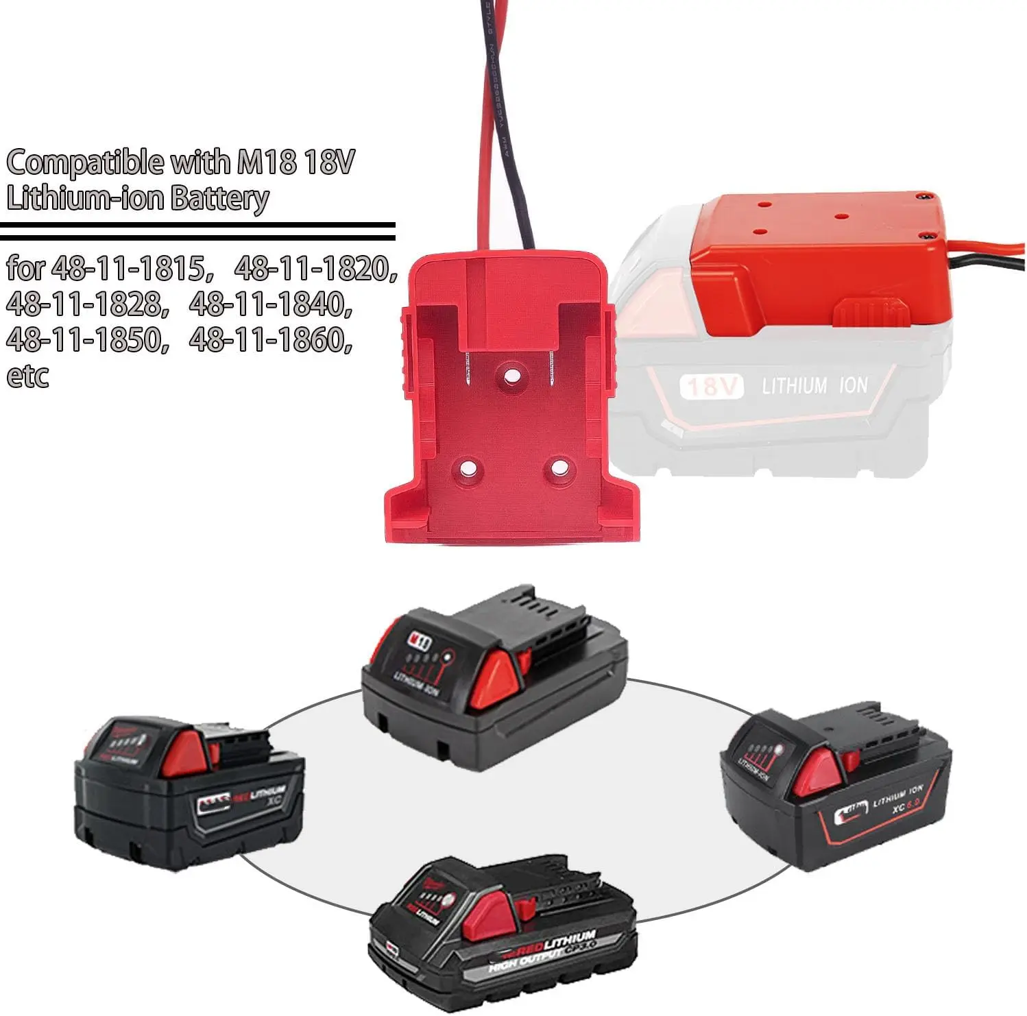 6FT Hochleistungs-Starthilfekabel für Milwaukee 18V Batterie, Power Wheel Adapter, SUV, LKW, Outdoor, ohne Batterie – Detail 4