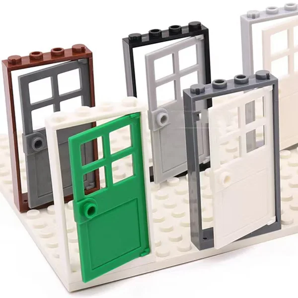 5pcs Small Building Block Doors 1x4x6 Building Block Accessories Double Opening Compatible with Lego Part 60596+60623