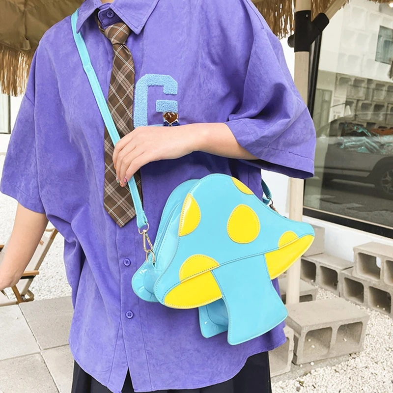 

Women Girl Mushroom Shape PU Leather Handbag Adjustable Strap Shoulder Messenger Crossbody Bag Satchel Tote Purse