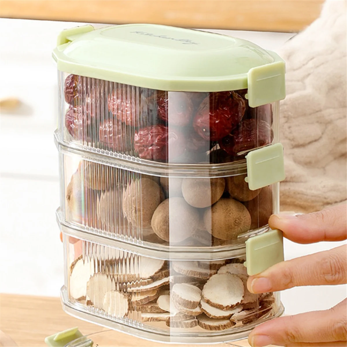 3 Layer Food Storage Containers with Lid Plastic Removable Stackable Silicone Ring Leak Proof Air Tight Food Storage Box