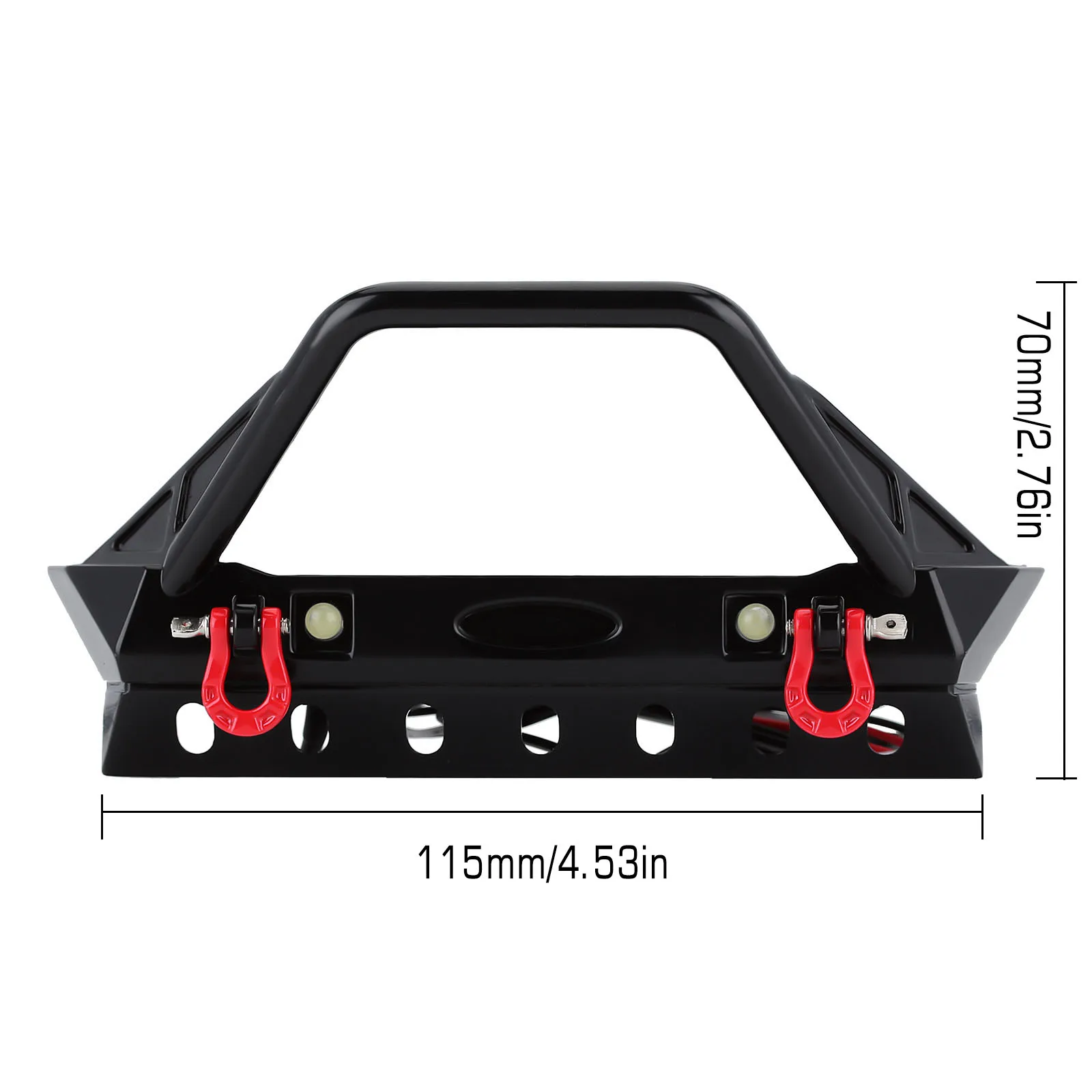 Metalowy zderzak przedni ze światłem LED dla 1:10 zdalnie sterowany samochód gąsienicowy TRX4 Axial SCX10 90046 i SCX10 III AXI03007 części zamienne