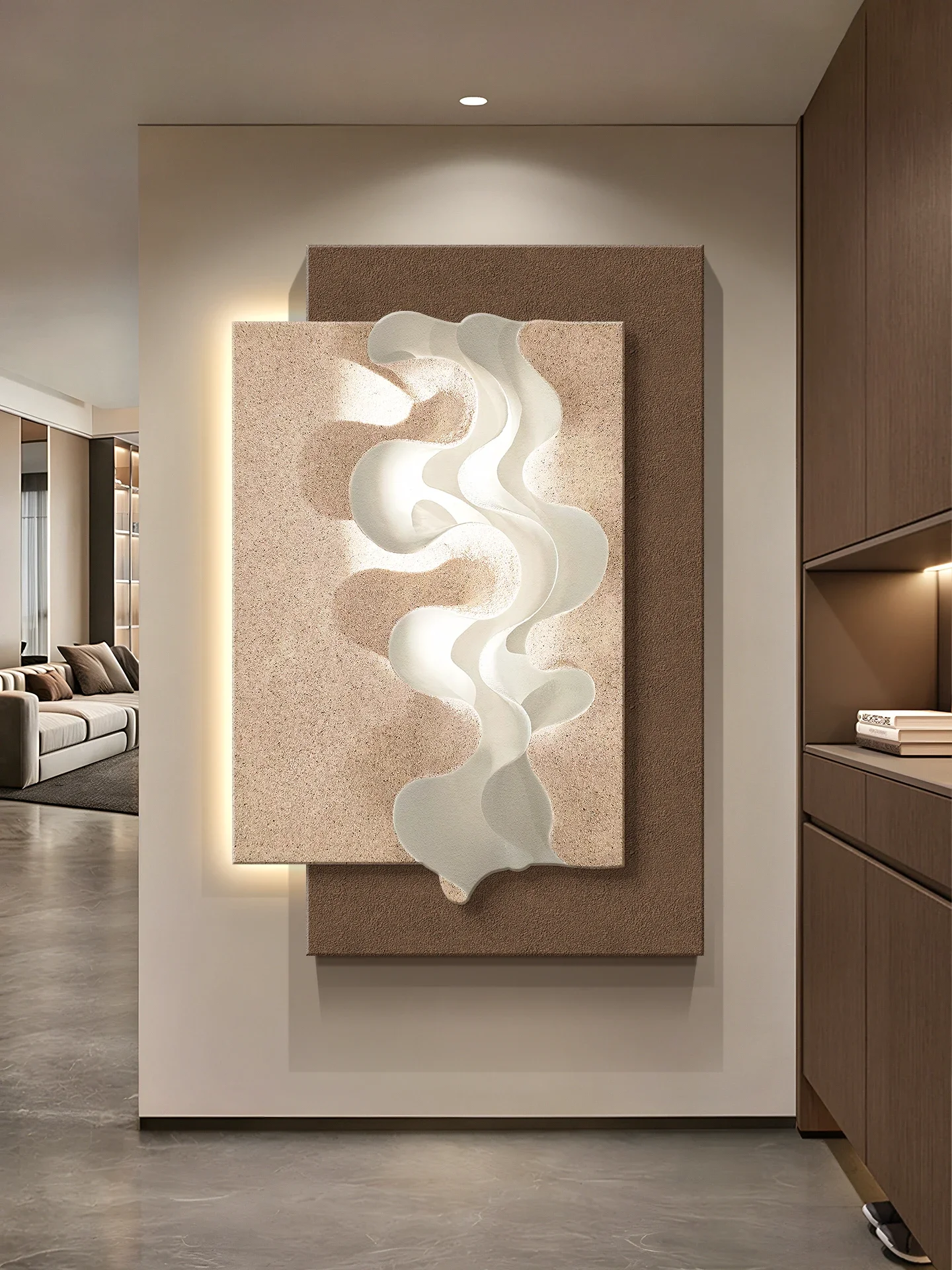 Italian minimalist entrance decorative painting texture sandstone hanging painting high sense abstract aisle corridor mural