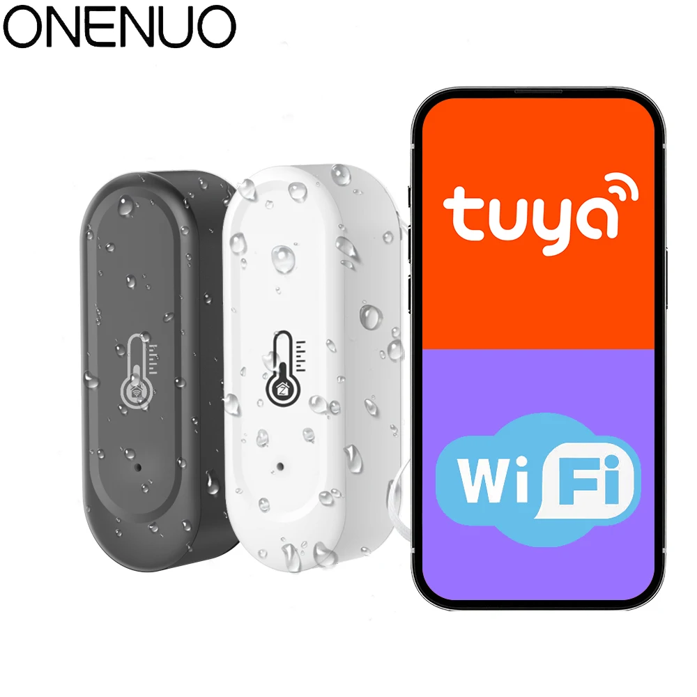 Tuya Smart ZIgbee/WIFI IP65 Sensor de temperatura y humedad impermeable monitoreo por aplicación para Alexa Google Home