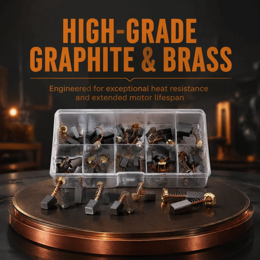 40PCS Electric Motor Carbon Brushes Assorted Sizes Storage Box Motor Carbon Brushes Carbon Brushes Set Vacuum Cleaner Repair