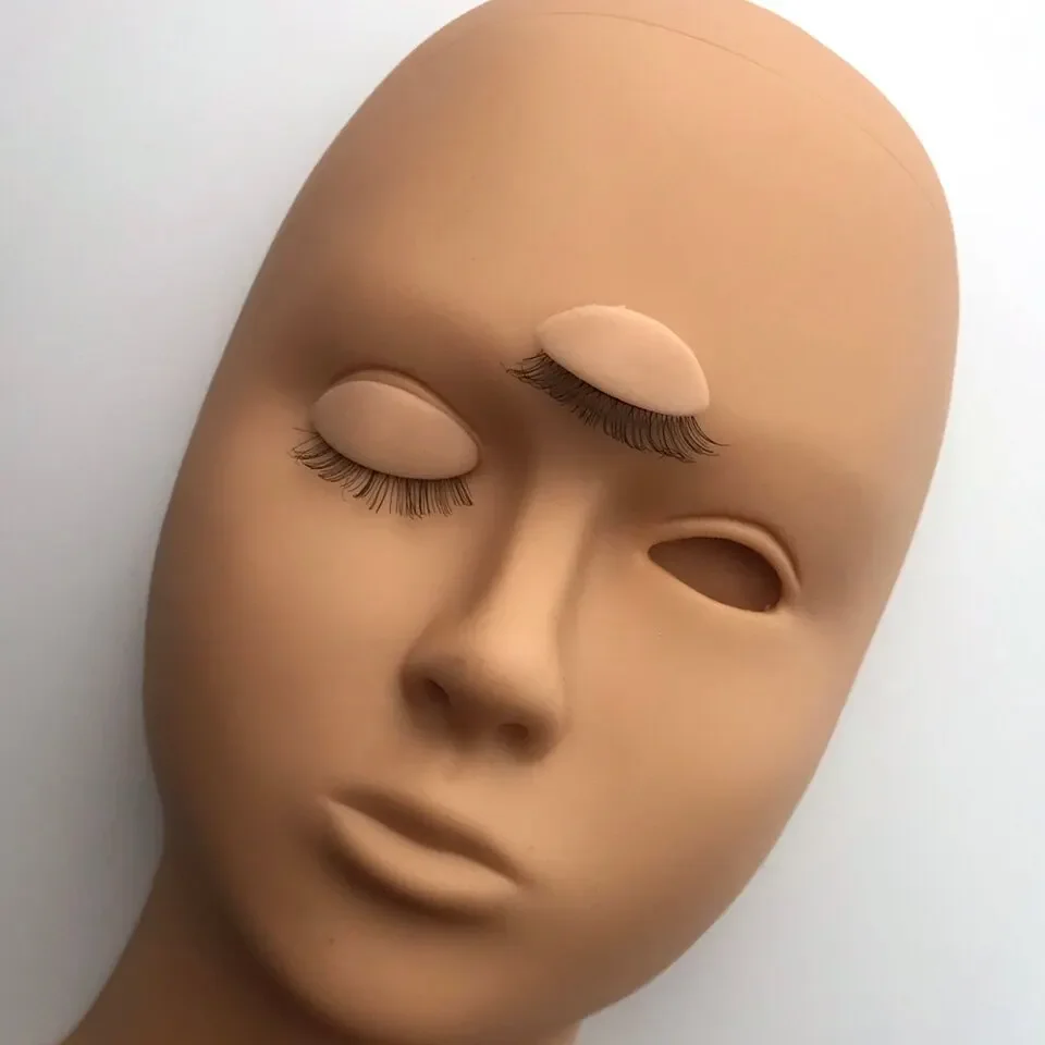 Training Mannequin Kopf für Wimpern verlängerung Silikon Kopf Mannequin mit abnehmbaren Augen Lerner Augenlid Kit Übungs kopf Modell