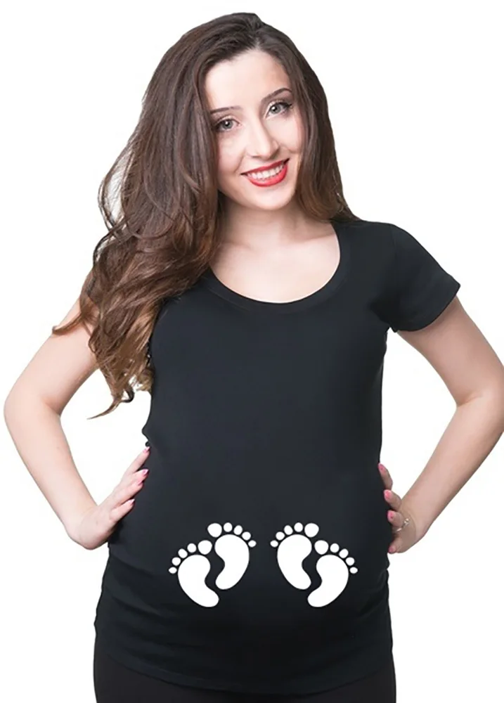 2024 Funny White Black Maternity T-shirt Cute Comfortable Pregnancy Tshirt Twins Pregnancy T shirt Summer Short Sleeve Tops Tees