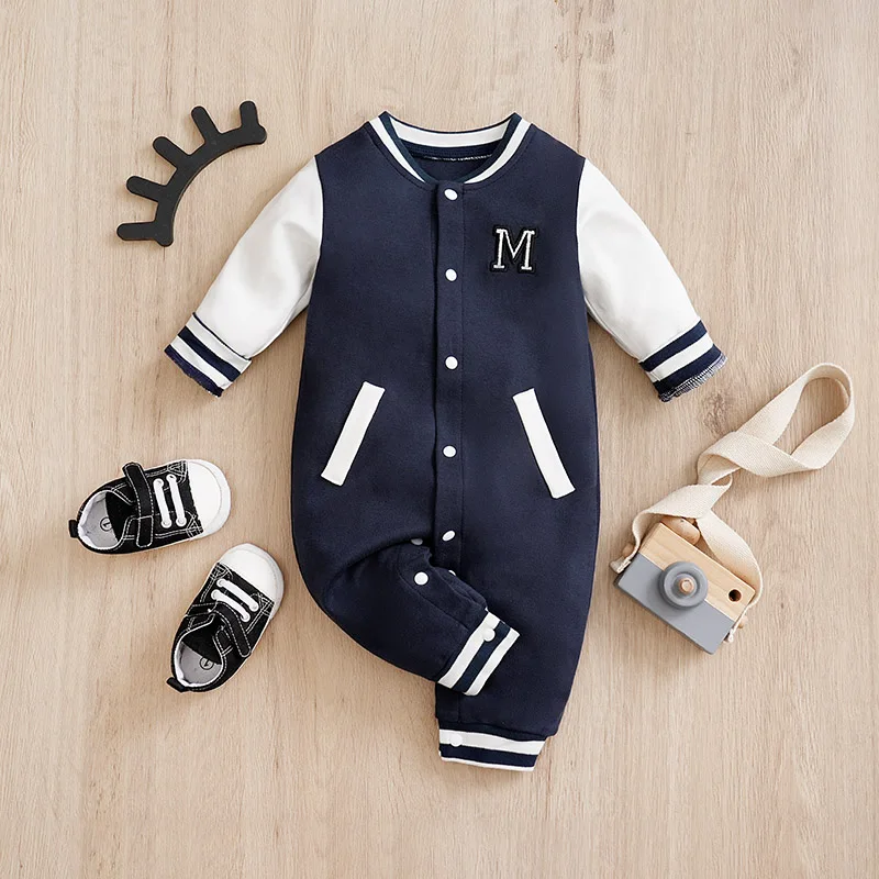 Newborn Baby Baseball Clothes 0 3 6 9 12 Months Boston Cotton Long Sleeve Footies Toddler Boy Clothes Kids Jumpsuit Pyjama Bebe