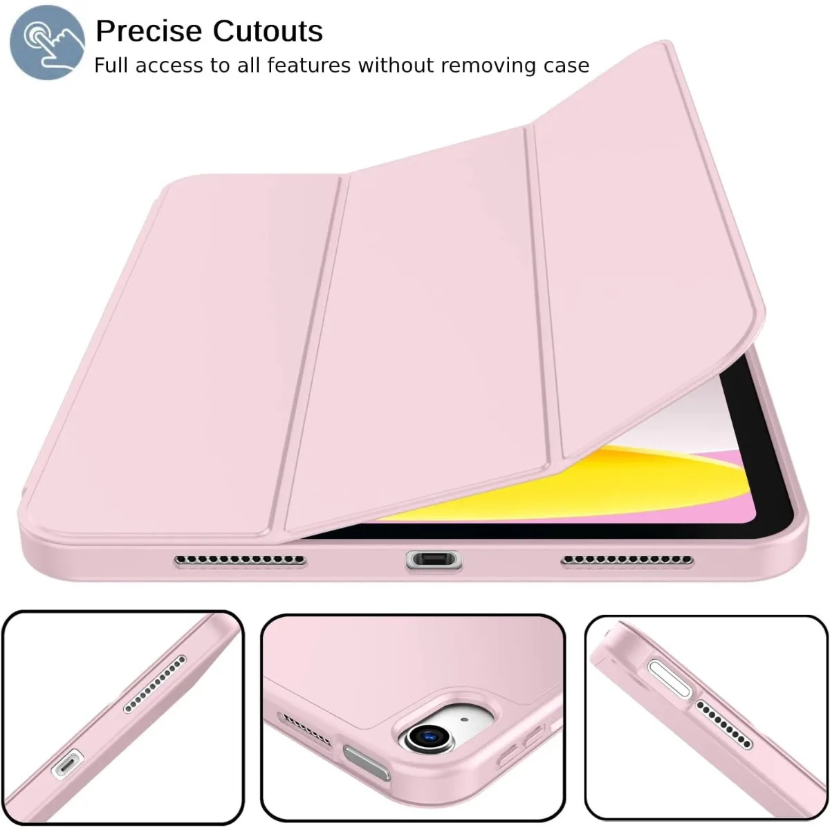 Capa para iPad (A16)/estojo para iPad de 10a geração [11 polegadas 2025/10,9 polegadas 2022] com porta-lápis, capa com parte traseira macia, sono (rosa)