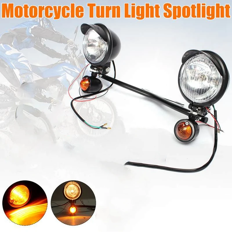 

Universal 12V Motorcycle Headlight Passing Fog Light Lamp Black For Honda Yamaha Kawasaki Suzuki Triump Cafe Racer