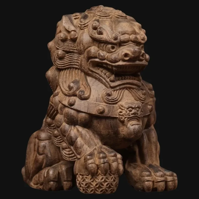 Hand-Carved Premium Wood Pi Xiu Statue - 3.9