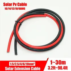 Solar Panel Extension Cable 8/10/12/14/16AWG 6/4/2.5/1.5mm² PV Cable for RV Solar Panel Marine Auto Home Outdoor - Red and Black