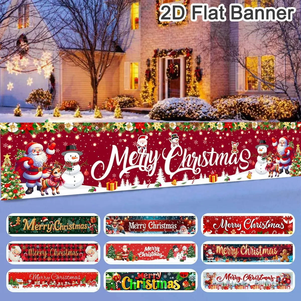 VIKAMA Weihnachts-Themen-Banner 2026 Neujahrs-Frohe-Familien-Dekoration, Outdoor-Innenhof, hängender Hintergrund, Party-Dekoration