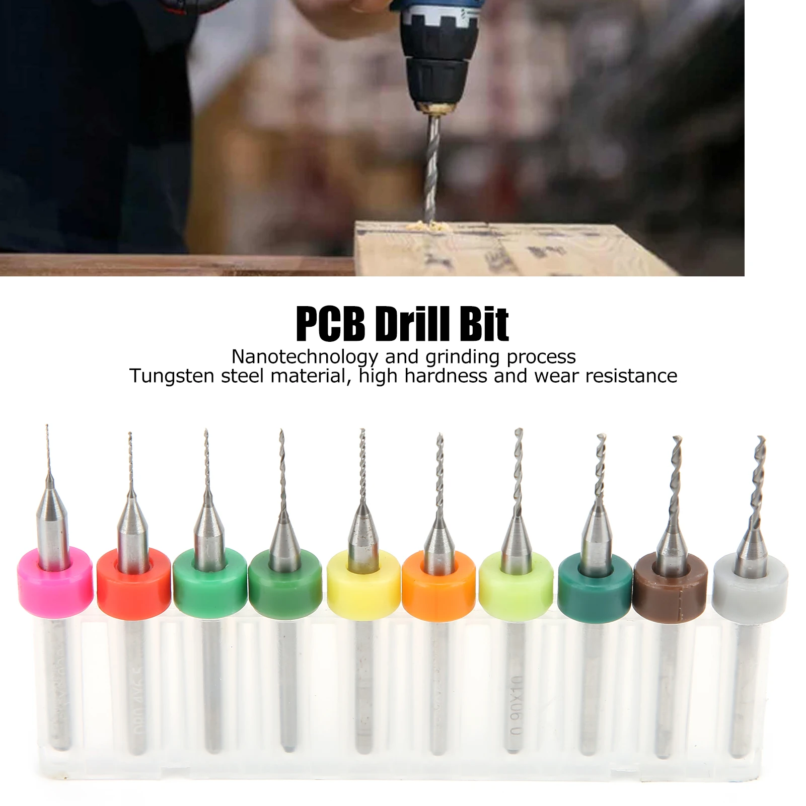 

Twist Bits Tungsten Steel Circuit Board Straight Handle Spiral Drill 0.3‑1.2mm Engraving Twist Bits PCB Drill Bit