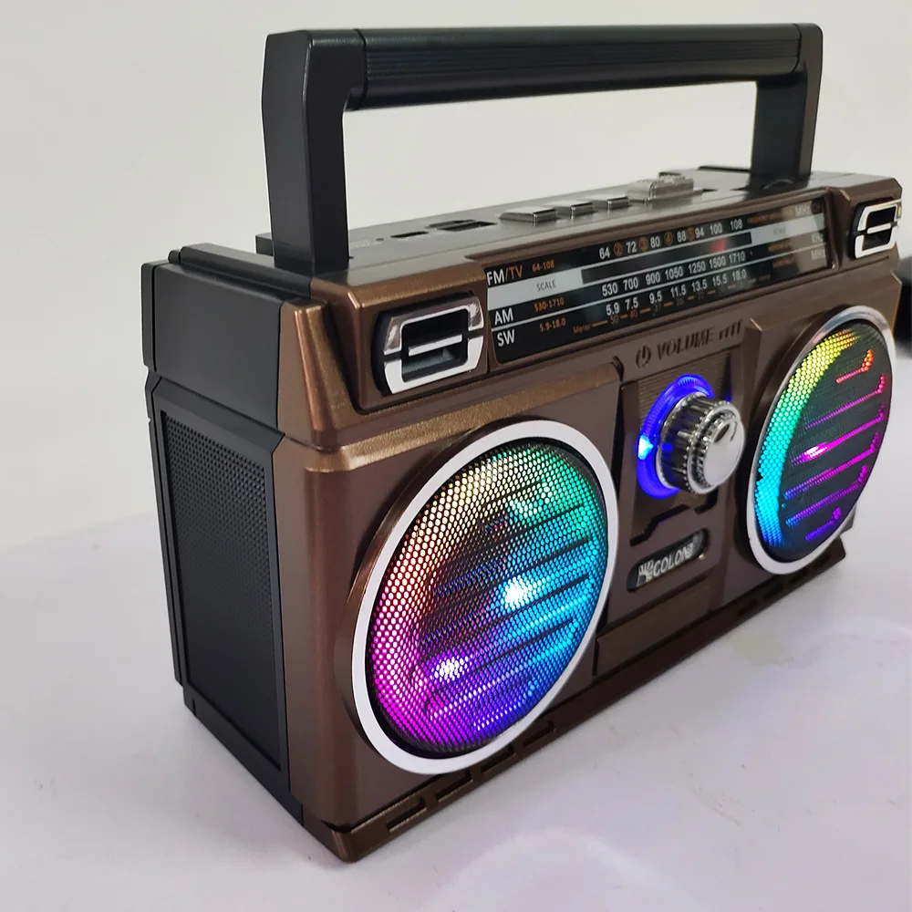 RX-750 altoparlante Bluetooth multifunzione AM/FM/SW Radio Clear Stereo Sound Quality con luce da discoteca a LED Radio retrò portatili