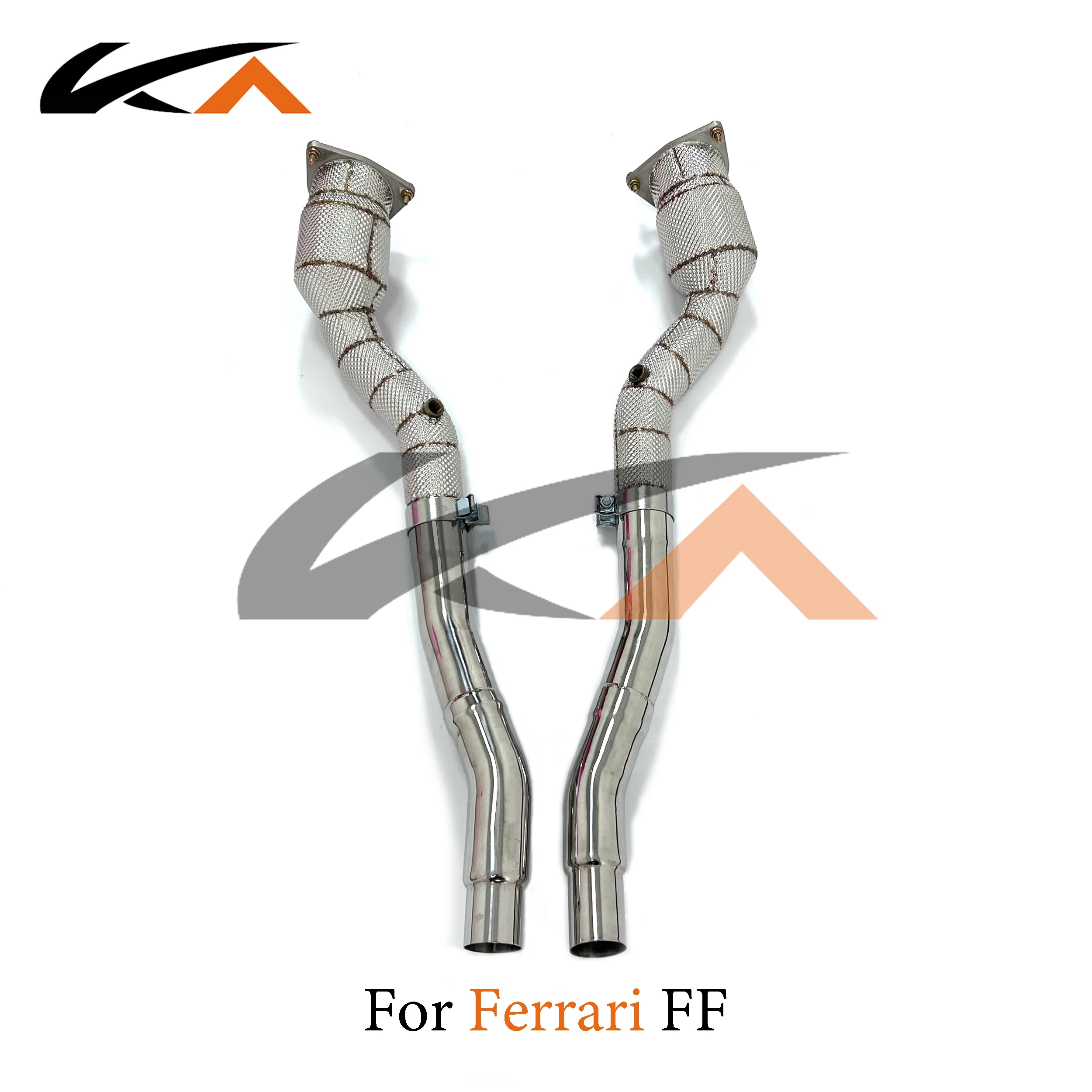 KA Tuning downpipe exhaust stainless headers for Ferrari FF V12 6.3 axle pipe performance parts heat shield catalysis