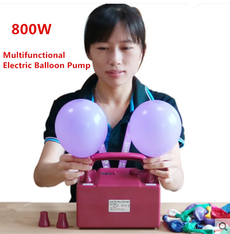 Multifunctional Electric Balloon Pump Inflator Pump Air Blower Timing Quantitative with 2 Inflation Nozzles 800W