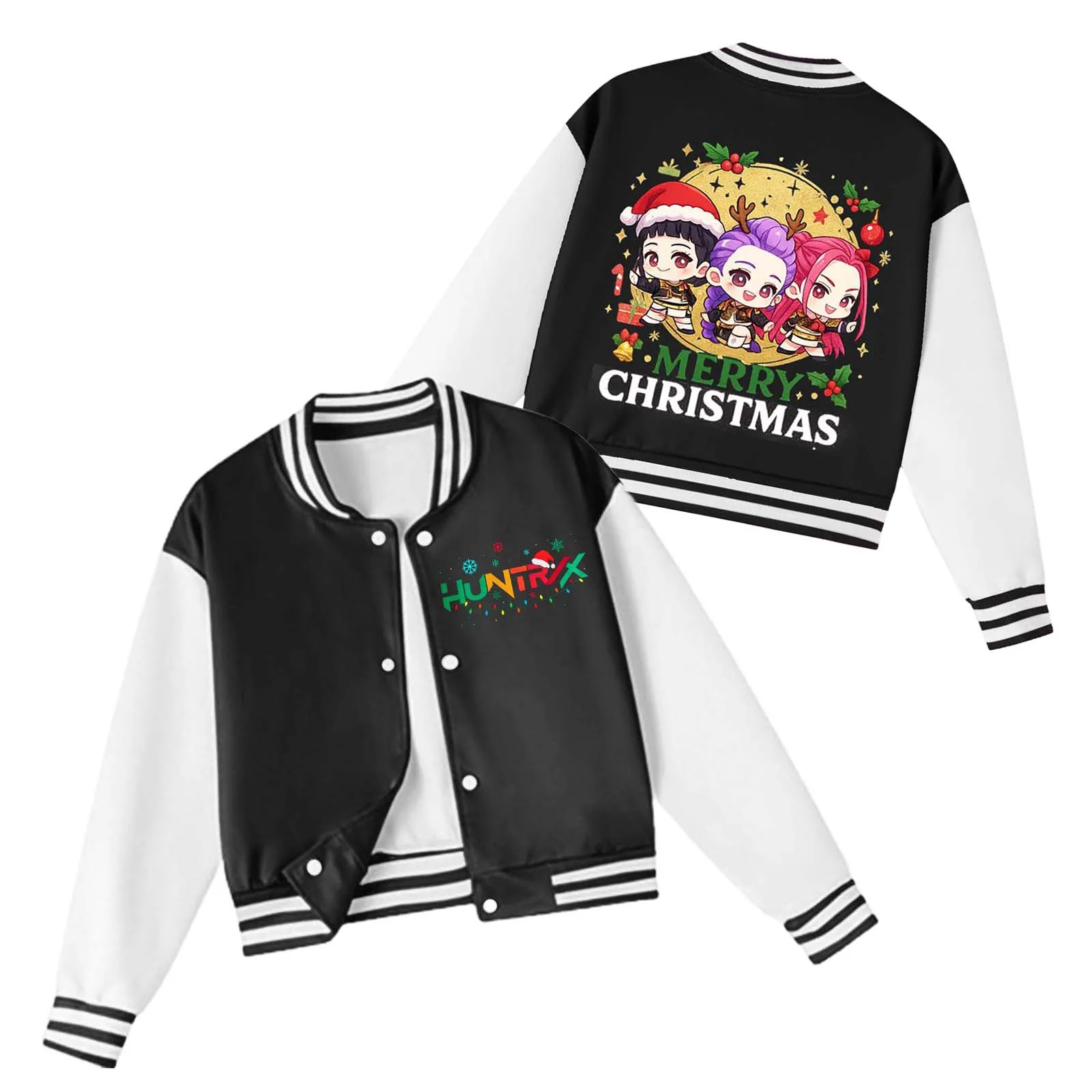 

Kpop Demon Hunters Kids Coats Toddler Baby Boy Girl Baseball Jacket Fashion Printed Color Block Button Letterman 초등학생 여아 옷