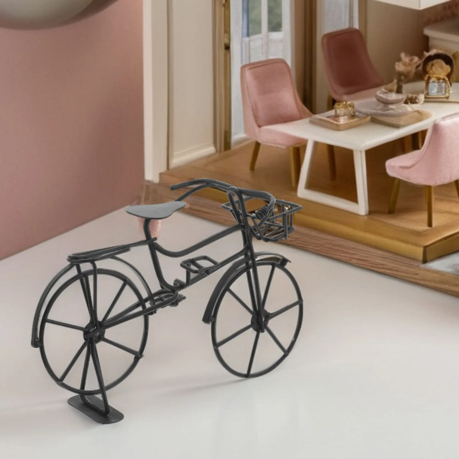 

2Pcs Metal Miniature Mountain Bike Ornaments Realistic Vintage Design Desk Decoration Dollhouse Accessories Creative Photography