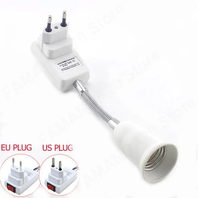 AC 110-220V E27 Lamp Bulb Adapter Flexible Light Bases Holder Flexible Converter On/Off Switch Adapter Socket 20CM M20