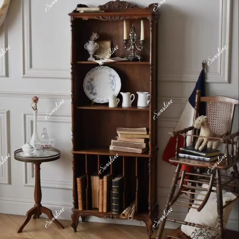 

American retro carved side dishes, bookcases, storage decoration storage display, shooting