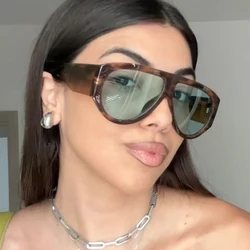 Unisex Pilot Oversized Women's Sunglasses Fashion One Piece Goggle Sunglasses Women Men Big Frame Leopard Green Shades Eyewear