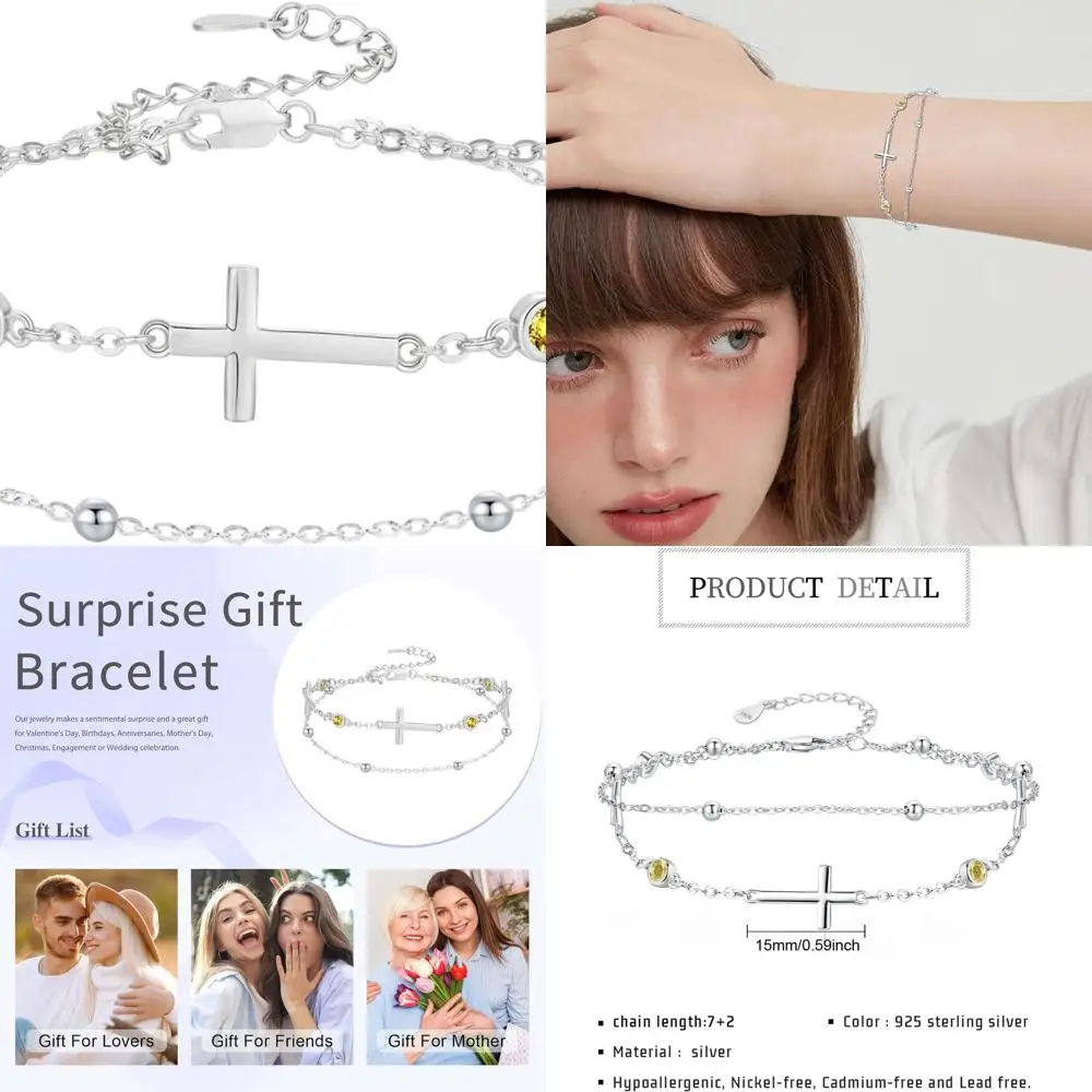 

Sterling Silver Gold-Plated Rosary Anklet with Faith Cross - Layered Christian Jewelry Gift for Women