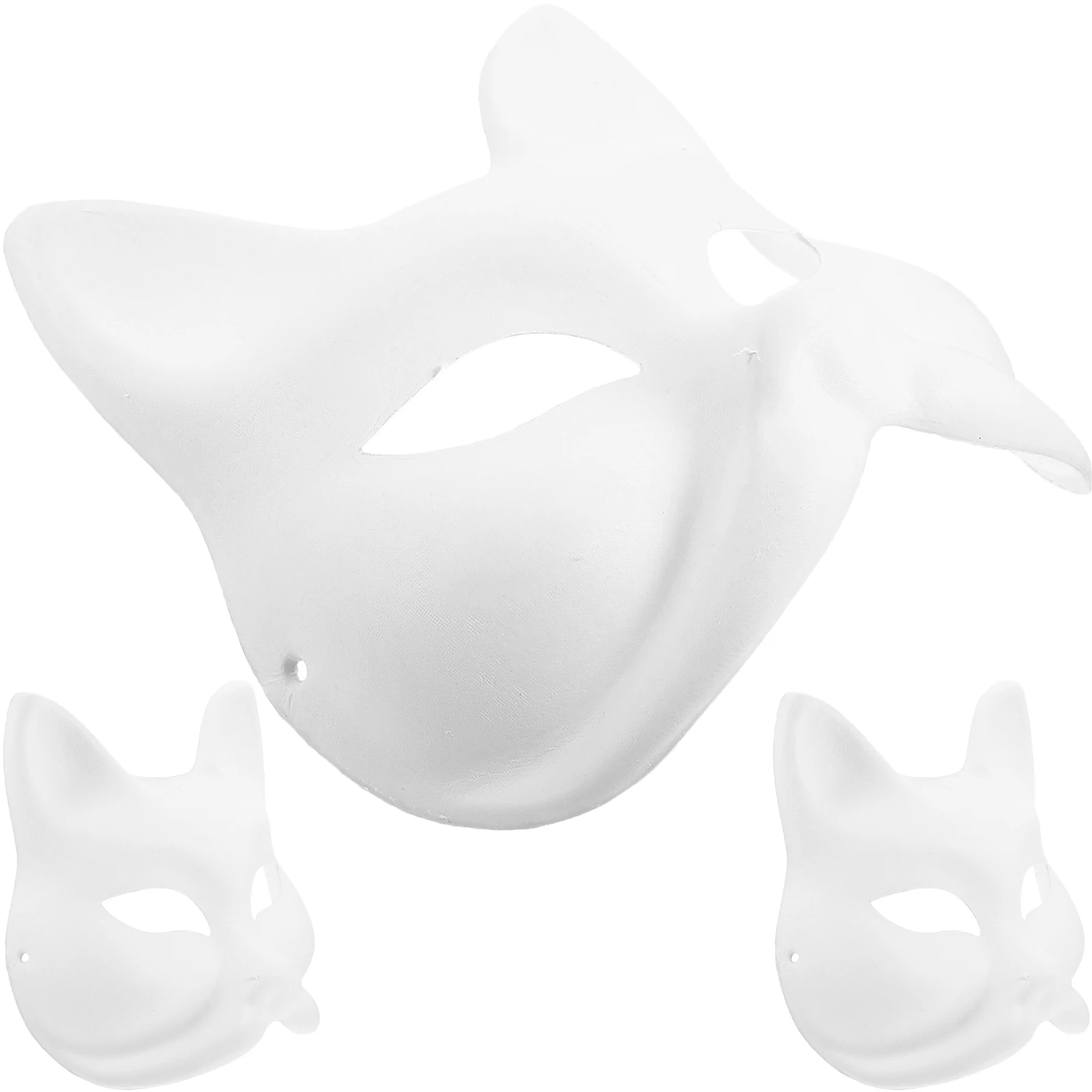 

3Pcs Blank Fox Mask Unfinished Paintable Half Face Paper Masks DIY for Halloween Carnival Party Masquerade Costume