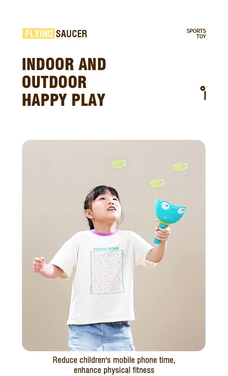 Fliegende Untertasse Disc Launcher Kinder Fliegende Spielzeuge Zugschnur UFO Wurf Fangen Outdoor Sport Propeller Kinder Spielzeug Geschenk Für Junge Mädchen – Detail 12
