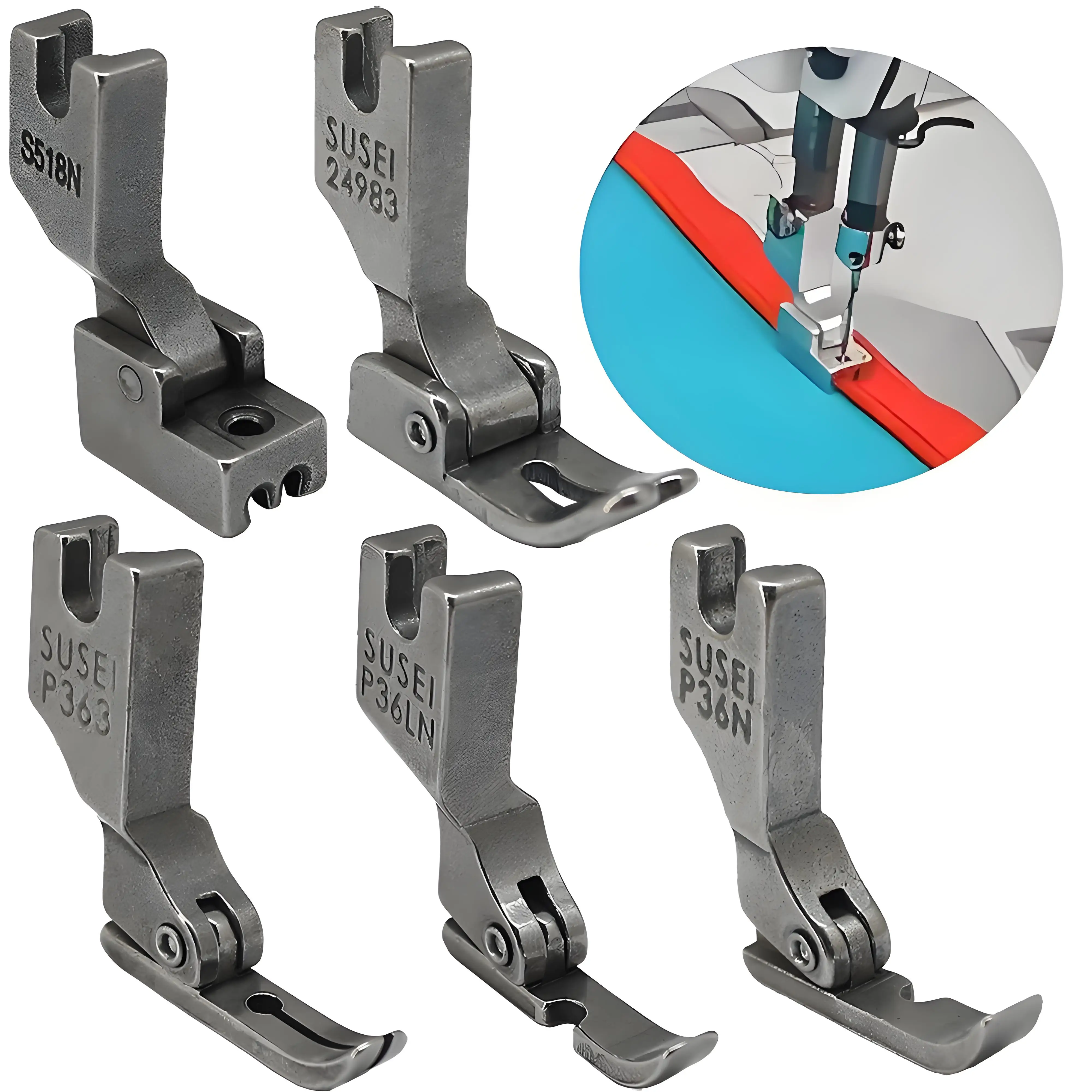 Juego de prensatelas con cremallera # P363 + S518N + P36LN + P36N + 24983 para Singer Brother Juki accesorios industriales para máquinas de coser de punto de bloqueo