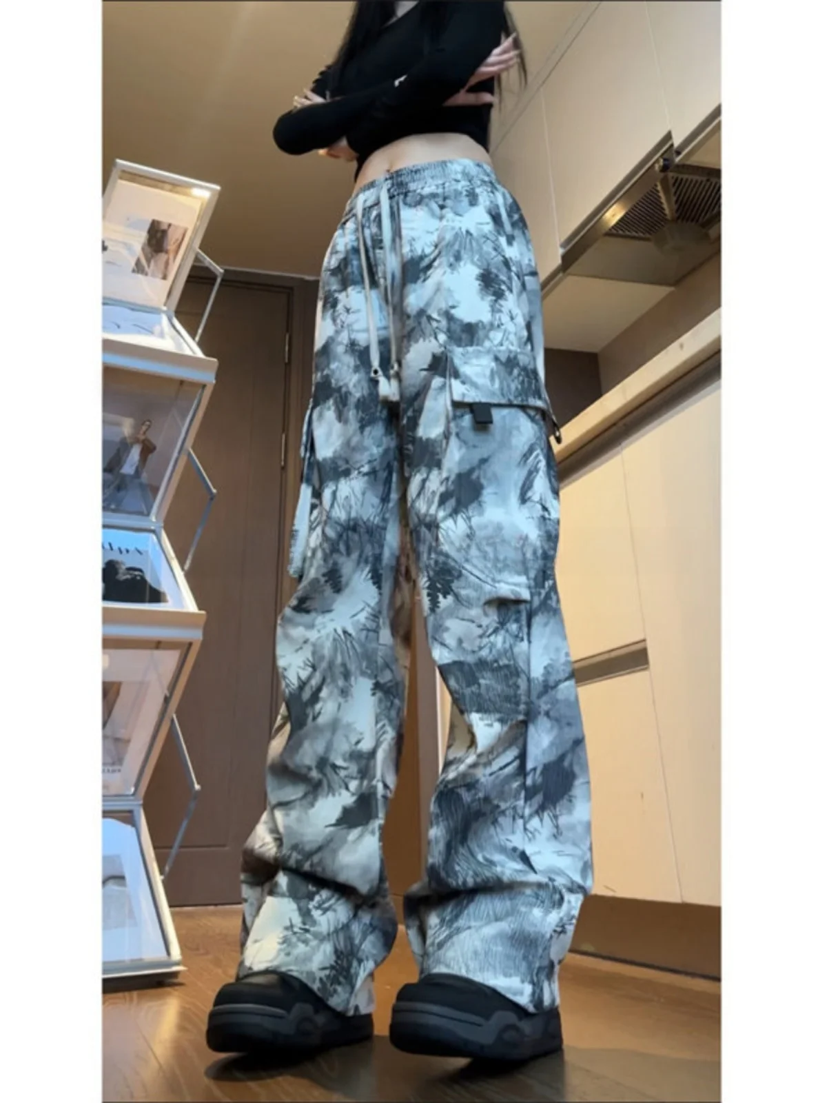 

Мужские рабочие брюки свободного прямого кроя, окрашенные, повседневные, осенне-зимние, в американском стиле хип-хоп, свободные, удобные, стильные