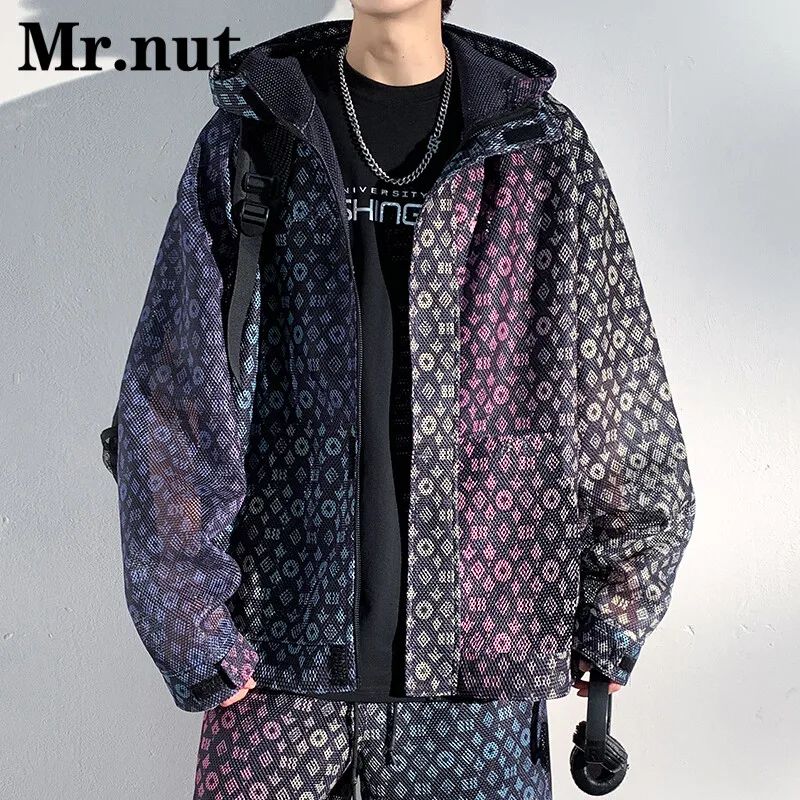 

Mr.nut Stylish Hooded Sun-Protective Clothing Men Jackets Summer Breathable Mesh Sunscreen Clothes Youth Male Coat Leisure Tops